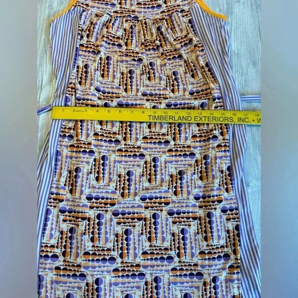Uncle Frank Women's Size Small Dress Blue Multi Color Circles Artsy Belt Modern - Picture 10 of 10